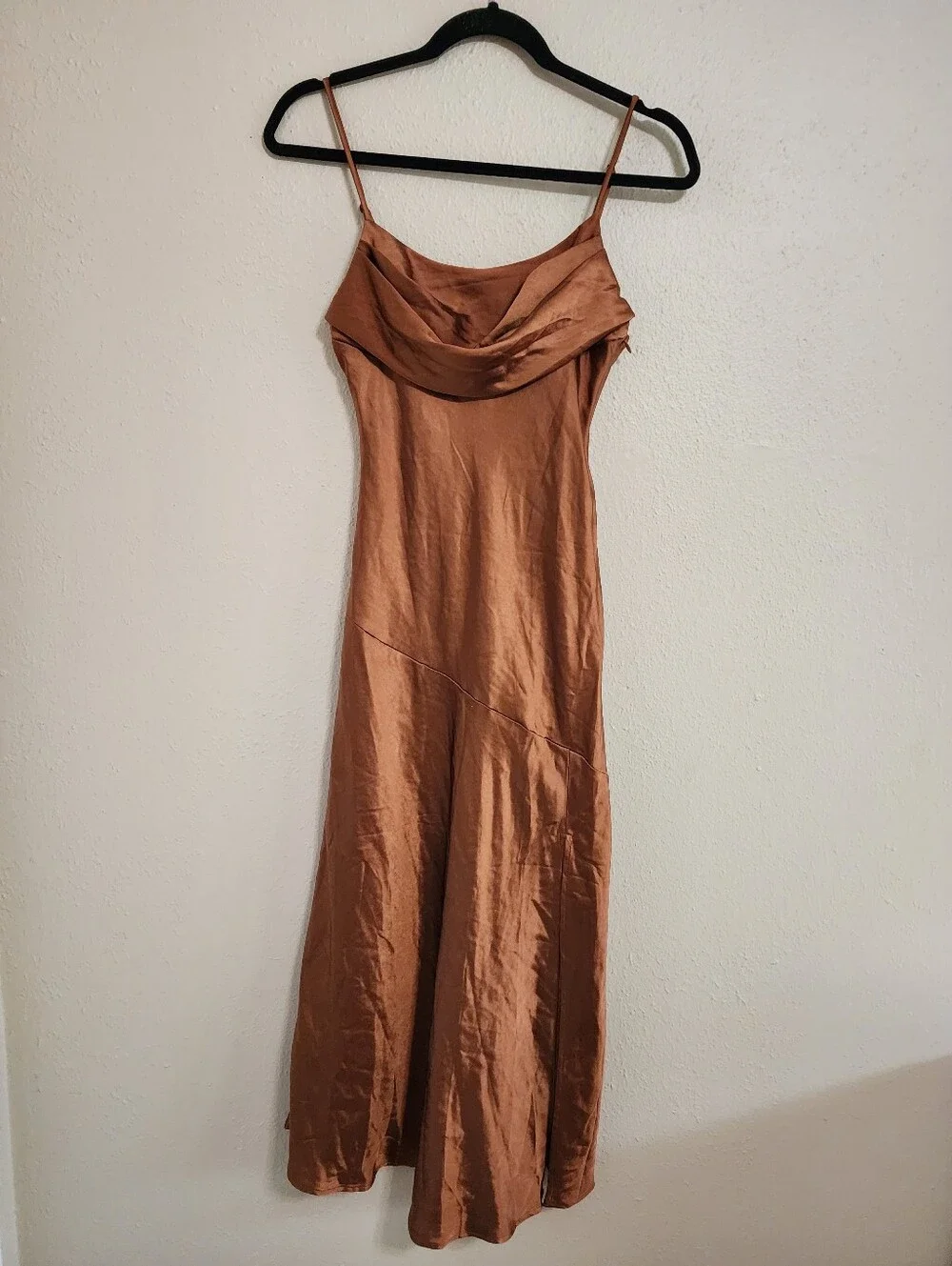 Selfie Leslie Well Versed Pleated Bust Front Split Dress Chocolate XS Wedding